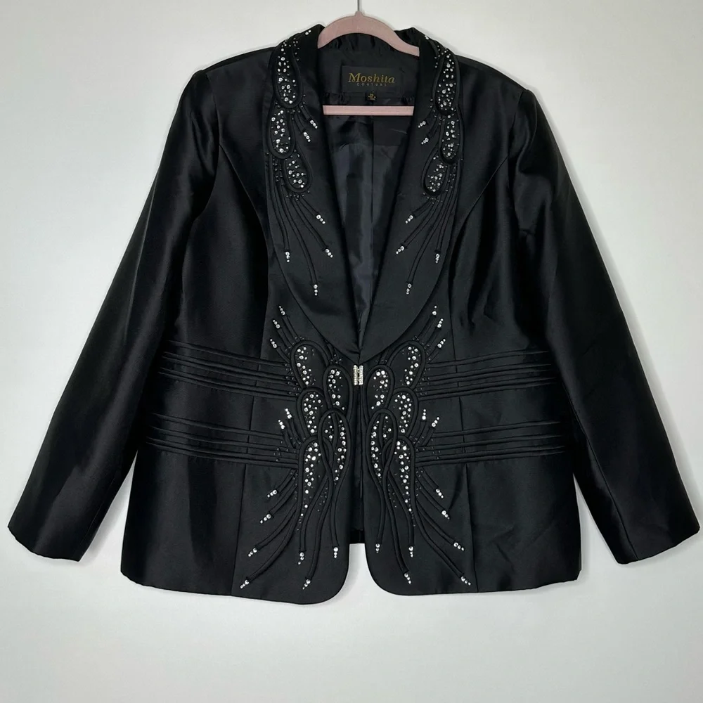 Moshita black embellished blazer jacket - Picture 4 of 14
